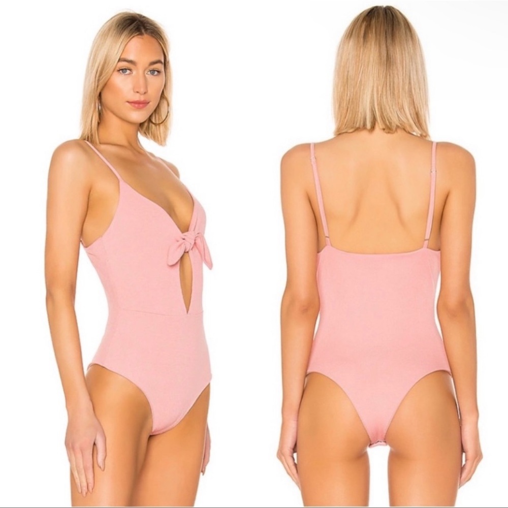 NWT Superdown Charley Tie Front Bodysuit in Pink sz M
